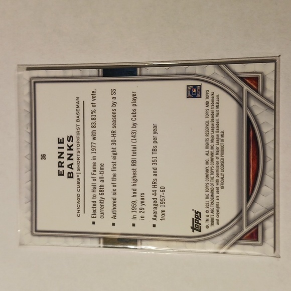 Ernie Banks Chicago Cubs 2021 Topps Tribute Baseball #eshopchicago ⚾️ - Picture 6 of 10